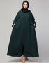 Trendy Basic Abaya with Front Zip for Everyday Comfort In the Color Green